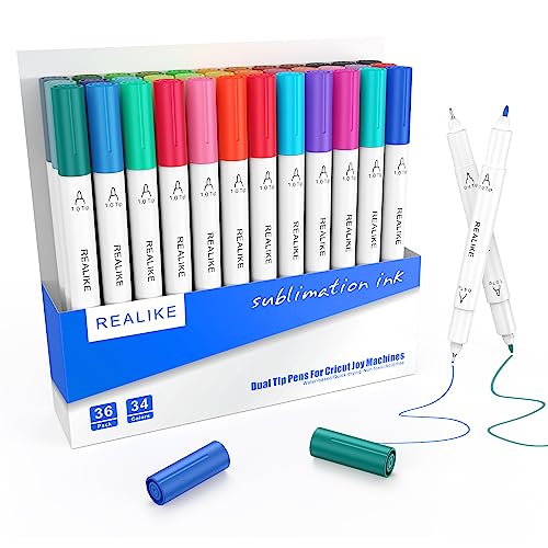 REALIKE Sublimation Infusible Stift Marker Kompatibel mit Cricut Joy Dual Tips 1.0/0.4 Zeichnung Tinte Wärmeübertragung für Cricut Becher Heat Press von REALIKE