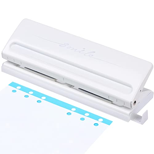 REAQUE 6-fach-Lochung, 6 Fach Locher 6 Loch Desktop Punch für Verstellbare Abstände für A4 A5 A6 A7 B5 Binder/Ordner, 6 Blatt Stanzkapazität, 5 mm Lochdurchmesser von REAQUE