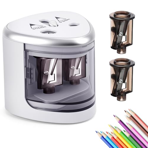 REAQUE Elektrischer Anspitzer, Elektrischer Spitzer für Kinder Doppelloch für 6-8mm und 9-12mm, Elektrische Bleistiftspitzer für Schulen, Haushalte, Büros und Klassenzimmer, Kinderfreundlicher REAQUE Elektrischer Anspitzer, Elektrischer Spitzer für Kinder Doppelloch für 6-8mm und 9-12mm, Elektrische Bleistiftspitzer für Schulen, Haushalte, Büros und Klassenzimmer, Kinderfreundlicher von REAQUE