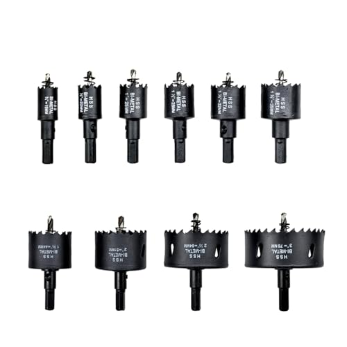10 Stück Lochsägen set Holz,19-76mm Durchmesser,24mm Schnitttiefe,Schwarz,Präzises Und Schnelles Schneiden Von Holzplatten Kunststoffe Gipsplatten Und Weiche Metalle Lochkreissäge-Set 10 Stück Lochsägen set Holz,19-76mm Durchmesser,24mm Schnitttiefe,Schwarz,Präzises Und Schnelles Schneiden Von Holzplatten Kunststoffe Gipsplatten Und Weiche Metalle Lochkreissäge-Set von REAWI