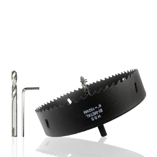 Lochsägen 152mm, REAWI HSS Bi-Metall Lochsägen, Und Schnelles Schneiden Von Holzplatten Kunststoffe Gipsplatten Und Weiche Metalle Lochsägensatz, Mit Dreiecksschaft-Adapter von REAWI