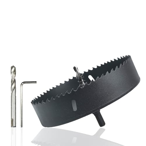 Lochsägen 155mm, REAWI HSS Bi-Metall Lochsägen, Und Schnelles Schneiden Von Holzplatten Kunststoffe Gipsplatten Und Weiche Metalle Lochsägensatz, Mit Dreiecksschaft-Adapter von REAWI
