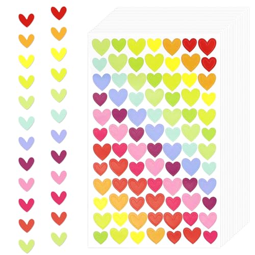1512 Stück Bunte Herz-Aufkleber, Klein Selbstklebende Aufkleber Kinder Belohnungssticker für Scrapbooking, Umschläge, Dekoration, Valentinstag, Geschenkverpackungen, DIY-Kunsthandwerk (18 Blatt) von REBECASKYENS