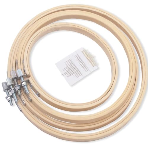 4 Größen runder Stickrahmen Set,kreuzstich ring,bambus stickrahmen,Bambus Kreis Kreuzstich Hoop Ringe für DIY Handwerk Nähen von REBECASKYENS