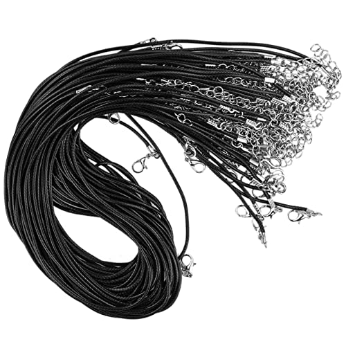 45 Stück Halskette Wax Kordel für Halskette aus Kunstleder Halskette Karabiner aus geflochtenem Seil DIY Halskette Anhänger Zubehör Halskette Unisex (schwarz) von REBECASKYENS
