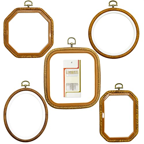 Stickrahmen 5 Stücke Stickrahmen Ring Kunststoff Kreuzstich Hoop Set Stickerei Rahmen Embroidery Hoop Stickerei Kits Rechteck Rund Achteck Oval für DIY Kunsthandwerk von REBECASKYENS
