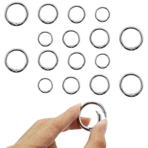 18 Stück Schlüsselanhänger Ringe Edelstahl, Ringkarabiner, Karabinerhaken Klein, Schlüsselring, Runde Karabinerhaken, Frühling O-Ring, O-Ring Karabiner Silber(Innendurchmesser 13/16/19/25mm) von REBECCAGIBSON