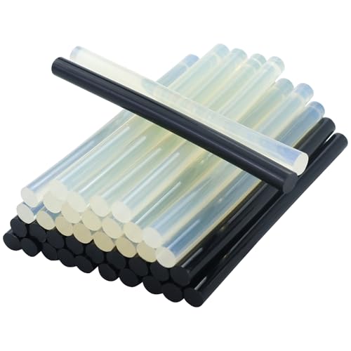 40 Stück Heißklebesticks 7 x100mm Heißklebestifte DIY Heißkleber Ersatzsticks Schwarz Klebesticks Klarer Heißklebestifte für handelsübliche Heißklebepistole (Schwarz & Klarer) von REBECCAGIBSON