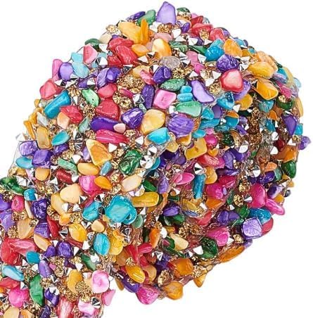 Kristall Strass Trim Hotfix Band Bunte künstliche Edelstein Perlen Eisen auf Applique strassband zum aufnähen für DIY Hochzeit Brautkleid Schuhe Telefon Dekor, 3.5 cm Breite von REBECCAGIBSON