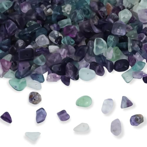 450 Stück Multicolor Edelstein Perlen，Steinperlen Natürlichen，Kristalle Perlen zum Auffädeln Fluorit Stein Edelsteine mit Loch Unregelmäßige Glasperlen für DIY Armbänder Ohrringe Schmuck Heimdekoratio von REBECCAHOWARD