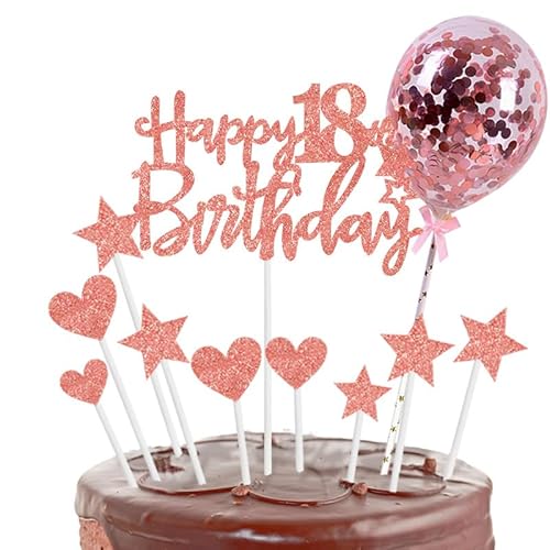 Happy 18th Birthday Tortendekoration, Nummer 18 Kerze, Rosa Happy 18th Tortendekoration, Mit 10g Geburtstagskonfetti, Für Geburtstag, Jahrestag, Dekoration von REBECCAHOWARD