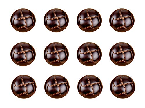 RECHERE 12 Stück Fußball-Muster Kunstleder Stil Kunststoff Schaft Knöpfe Basteln für DIY Nähen Verzierung (Kaffee, 15 mm) von RECHERE