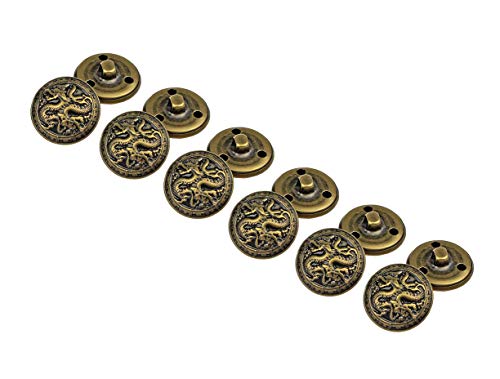 RECHERE Metallknöpfe mit chinesischem Drachenmuster, für Bastelarbeiten, Näharbeiten, Verzierungen (Antik-Bronze, 20 mm), 12 Stück von RECHERE
