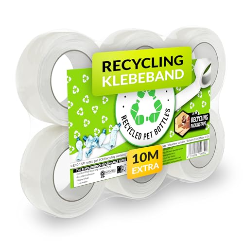 RECO Recycling Paketklebeband mit ECO Print - 36 Rollen x 75m Multipack Extralang - 50mm volle Breite | Transparentes Paketband | aus über 90% recyceltem Material, Universal Packband Klebeband RECO Recycling Paketklebeband mit ECO Print - 36 Rollen x 75m Multipack Extralang - 50mm volle Breite | Transparentes Paketband | aus über 90% recyceltem Material, Universal Packband Klebeband von RECO