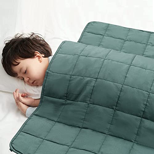 RECYCO Kinder Gewichtsdecke 2,3kg 90x120cm Schwere Bettdecke aus Baumwolle mit Glasperlen Therapiedecke Schlafhilfe Stressabbau für Kinder und Jugendliche (Grün) von RECYCO