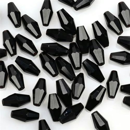 12 mm tschechische schwarze facettierte bikonische Perlen, einfarbig, lose Glasperlen für Schmuckherstellung, Kunsthandwerk, Perlenstickerei, 50 Stück/Lose-H1801-6 x 12 mm, 50 Stück von REDAEL
