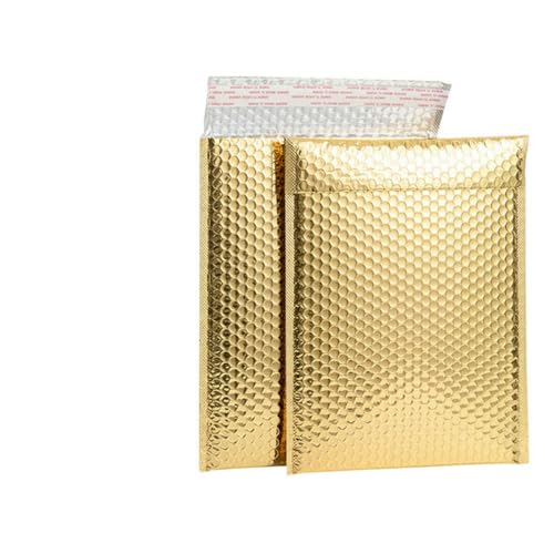 50 Stück goldene/lila/rote Luftpolstertaschen für Versandtaschen, Folienversand, gepolsterte, wasserdichte Verpackungsbeutel, verdickte Briefumschläge, Tasche-Golden-18 x 23 cm, 50 Stück-Beutel von REDAEL