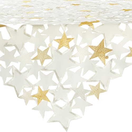 REDBEST Mitteldecke Sterne mit Durchbruchstickerei Creme Größe 110x110 cm - mit Metallgarn, pflegeleicht und beständig REDBEST Mitteldecke Sterne mit Durchbruchstickerei Creme Größe 110x110 cm - mit Metallgarn, pflegeleicht und beständig von REDBEST