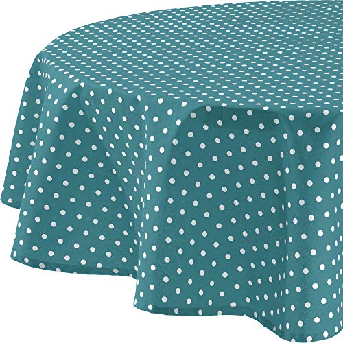 REDBEST Tischdecke, Tischwäsche Punkte Orlando, 100% Baumwolle Petrol Größe rund: 160 cm Ø - Robustes, glattes Gewebe von REDBEST