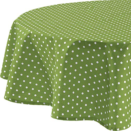 REDBEST Tischdecke, Tischwäsche Punkte Orlando, 100% Baumwolle grün Größe rund 160 cm Ø - Robustes, glattes Gewebe (weitere Farben, Größen) von REDBEST