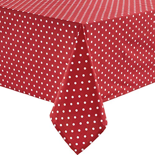 REDBEST Tischdecke, Tischwäsche Punkte Orlando, 100% Baumwolle rot Größe 130x220 cm - Robustes, glattes Gewebe (weitere Farben, Größen) von REDBEST