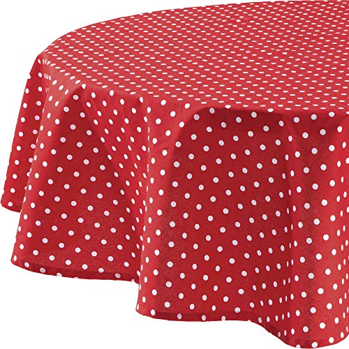 REDBEST Tischdecke, Tischwäsche Punkte Orlando, 100% Baumwolle rot Größe rund 160 cm Ø - Robustes, glattes Gewebe (weitere Farben, Größen) von REDBEST
