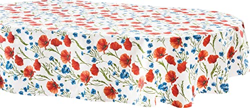 REDBEST Tischdecke 100% Baumwolle mohnblume Größe oval 160x220 cm - Robustes, glattes Gewebe, Kornblume, Blumen (weitere Größen) von REDBEST