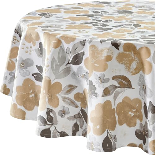 REDBEST Tischdecke Baumwolle beige-grau Größe rund: 140 cm Ø von REDBEST