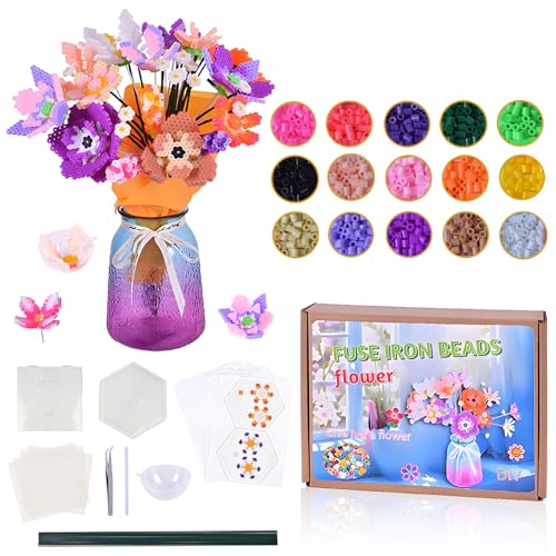 5029 Stück 5mm Bügelperlen Set 15 Farben 3D Blumenstrauß Bügelperlen Set DIY Blume Perlenset mit 2 Stiftplatten, 12 Motivvorlage usw Geburtstag Weihnachten Geschenk für Kinder, Vase nicht enthalten 5029 Stück 5mm Bügelperlen Set 15 Farben 3D Blumenstrauß Bügelperlen Set DIY Blume Perlenset mit 2 Stiftplatten, 12 Motivvorlage usw Geburtstag Weihnachten Geschenk für Kinder, Vase nicht enthalten von REDKNOT