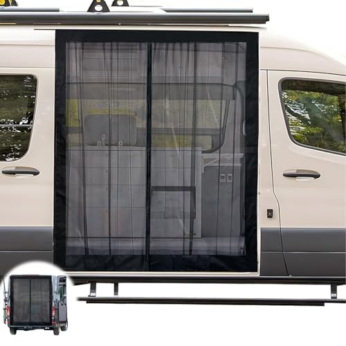 Magnetischer Van Insektenschutz 165 x 165cm Moskitonetz Auto Insektennetz Wohnmobile Center Magnetverschluss Insektengitter für Seitentür/Kofferraum Camper Belüftung Moskitonetze von REDKNOT