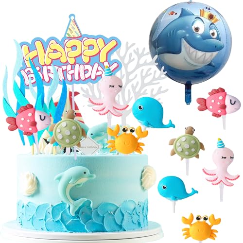 12 Stück 3D Cake Toppers Kinder Baby Party Ozean Themen Kuchen Dekoration Deko von REDO