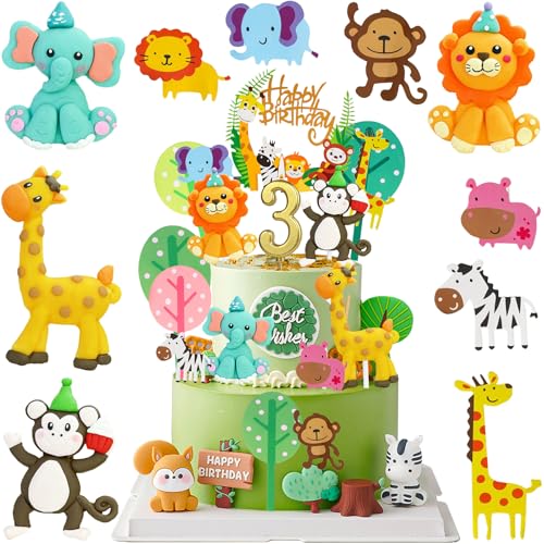 29 Stück 3D 3. Tier Geburtstag Tortendeko Safari Dschungel Tortendeko Waldtiere Geburtstag Party Happy Birthday Kuchen Deko Set Cupcake Cake Toppers Supplies Für Jungen Mädchen Kinder 3 Jahr (Zahl 3) 29 Stück 3D 3. Tier Geburtstag Tortendeko Safari Dschungel Tortendeko Waldtiere Geburtstag Party Happy Birthday Kuchen Deko Set Cupcake Cake Toppers Supplies Für Jungen Mädchen Kinder 3 Jahr (Zahl 3) von REDO