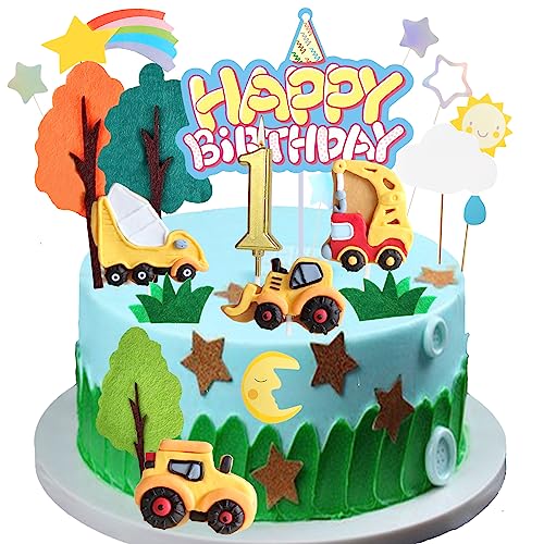 Karikatur 3D 18 Stück Torten Deko Bagger Patent Produkt Baustellen Fahrzeuge Muffin Geburtstag Party Happy Birthday Kuchen Deko Set Cupcake Cake Toppers Supplies Für Jungen Mädchen Kinder Baby 1 Jahr von REDO