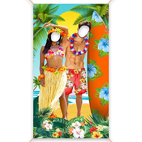 Hawaiianische Party-Dekorationen, Fotoautomaten-Hintergrund, Luau-Paar, Strandparty-Dekorationen, Stoff, 92 x 183 cm, Strand-Surf, Aloha, Tiki, Barzubehör, Luau-Party-Dekorationen, große Hawaiianische Party-Dekorationen, Fotoautomaten-Hintergrund, Luau-Paar, Strandparty-Dekorationen, Stoff, 92 x 183 cm, Strand-Surf, Aloha, Tiki, Barzubehör, Luau-Party-Dekorationen, große von REDSTAR