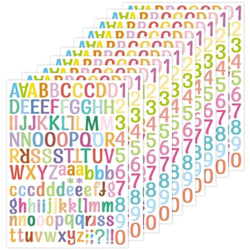 10 Blatt Buchstaben-Aufkleber, bunte Alphabet-Aufkleber, Alphabet-Zahlen-Aufkleber, 2,5 cm, selbstklebende Buchstaben- und Zahlen-Aufkleber für Kinder, Dekoration, Kunst, Basteln, Sammelalbum 10 Blatt Buchstaben-Aufkleber, bunte Alphabet-Aufkleber, Alphabet-Zahlen-Aufkleber, 2,5 cm, selbstklebende Buchstaben- und Zahlen-Aufkleber für Kinder, Dekoration, Kunst, Basteln, Sammelalbum von REEKNOKOL