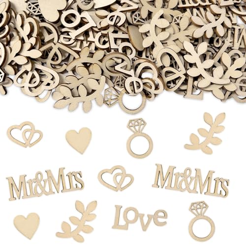 100 Stück Hochzeitstischdekoration, hölzernes Hochzeitskonfetti „Mr. und Mrs.“, Liebesherzen, Tischkonfetti für Hochzeit, Verlobung, Jahrestag, Bankettdekoration 100 Stück Hochzeitstischdekoration, hölzernes Hochzeitskonfetti „Mr. und Mrs.“, Liebesherzen, Tischkonfetti für Hochzeit, Verlobung, Jahrestag, Bankettdekoration von REEKNOKOL
