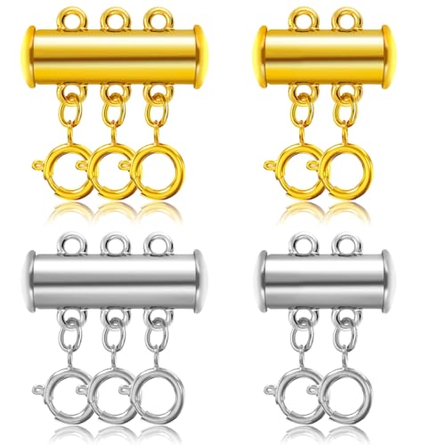 4-teilige Kettenverschluss-Sets, magnetische Kettenverschlüsse, Doppel- und Dreifachverschlüsse, Kettenverbinder für die Schmuckherstellung (Federverschluss) von REEKNOKOL