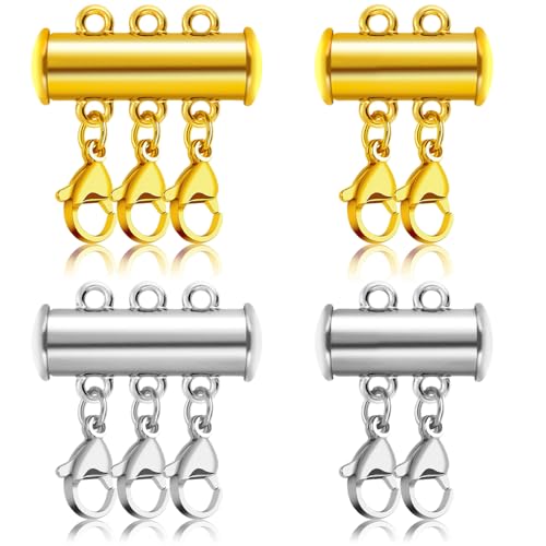4-teilige Kettenverschluss-Sets, magnetische Kettenverschlüsse, Doppel- und Dreifachverschlüsse, Kettenverbinder für die Schmuckherstellung (Karabinerverschluss) von REEKNOKOL