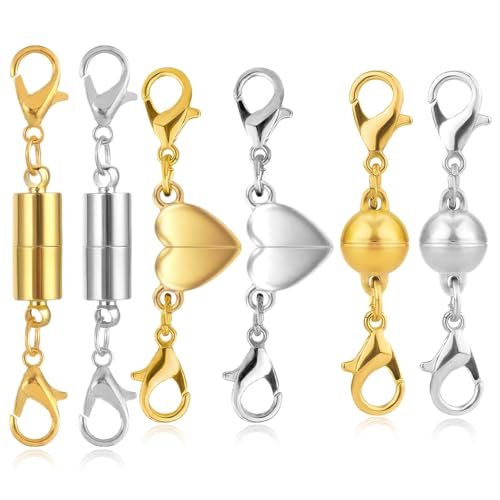 6 Stück magnetische Halskettenverschlüsse, Magnetverschlüsse für Halsketten, Armbänder, magnetische Halskettenverschlüsse, magnetische Schmuckverschlüsse für die Schmuckherstellung (Silber/Gold) 6 Stück magnetische Halskettenverschlüsse, Magnetverschlüsse für Halsketten, Armbänder, magnetische Halskettenverschlüsse, magnetische Schmuckverschlüsse für die Schmuckherstellung (Silber/Gold) von REEKNOKOL