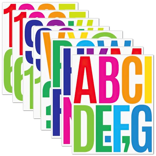 8 Bögen Buchstabenaufkleber, 5 Zoll große Alphabetaufkleber, große Alphabet- und Zahlenaufkleber, selbstklebende Buchstabenaufkleber für Schilder, Briefkästen, Dekorationskunst, Bastelarbeiten 8 Bögen Buchstabenaufkleber, 5 Zoll große Alphabetaufkleber, große Alphabet- und Zahlenaufkleber, selbstklebende Buchstabenaufkleber für Schilder, Briefkästen, Dekorationskunst, Bastelarbeiten von REEKNOKOL