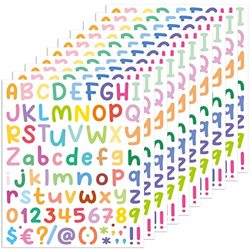 REEKNOKOL 10 Bögen Buchstabenaufkleber Alphabetaufkleber, Alphabetnummernaufkleber Bunte Buchstaben- und Zahlenaufkleber Selbstklebende Buchstabenaufkleber für Kinder, Dekorationskunst von REEKNOKOL