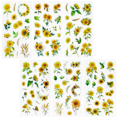 REEKNOKOL 12 Bögen Blumenaufkleber, natürliche Sonnenblumenaufkleber, Selbstklebende Blumenaufkleber, Vinyl-Blumenaufkleber für Scrapbook-Zubehör, Karten, Laptops, Basteln, Flaschen, Journaling REEKNOKOL 12 Bögen Blumenaufkleber, natürliche Sonnenblumenaufkleber, Selbstklebende Blumenaufkleber, Vinyl-Blumenaufkleber für Scrapbook-Zubehör, Karten, Laptops, Basteln, Flaschen, Journaling von REEKNOKOL