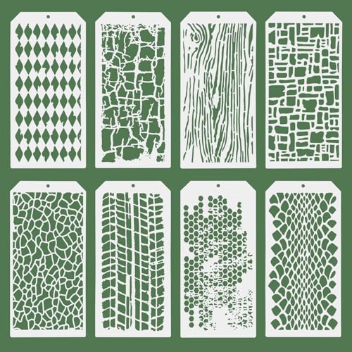 Strukturschablonen, 8 Stück Schablonen zum Basteln, wiederverwendbare Leoparden-Ziegel-Malschablonen zum Malen, natürliche Scrapbook-Schablone zum Malen, DIY-Kunsthandwerk, Scrapbook-Wanddekoration Strukturschablonen, 8 Stück Schablonen zum Basteln, wiederverwendbare Leoparden-Ziegel-Malschablonen zum Malen, natürliche Scrapbook-Schablone zum Malen, DIY-Kunsthandwerk, Scrapbook-Wanddekoration von REEKNOKOL