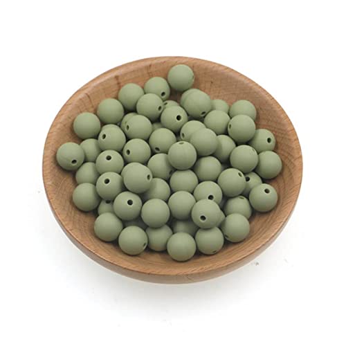 50 Stück Silikonperlen, 12 mm, runde Perle, Silikon für die Schmuckherstellung, 50 Stück Matcha-Grün von REFROMAX