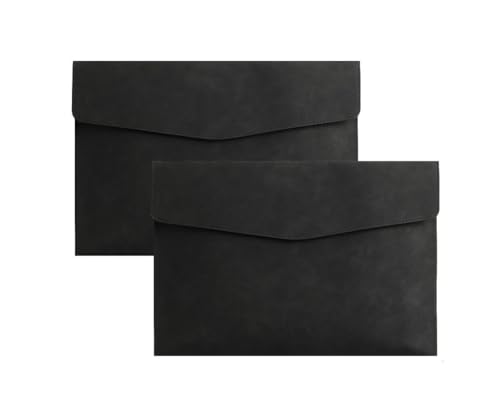 Dokumentenmappen, PU-Leder, A4, wasserdicht, Portfolio, Umschlag, Ordner, Organizer, für Papier, Schreibwaren, Tablet und PC, Schwarz, 2 Stück von REGELIPPLE