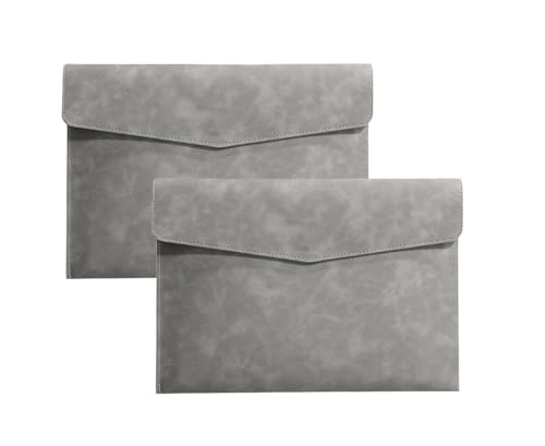 Dokumentenmappen, PU-Leder, A4, wasserdicht, Portfolio, Umschlag, Ordner, Organizer, für Papier, Schreibwaren, Tablets und PC, Grau, 2 Stück von REGELIPPLE