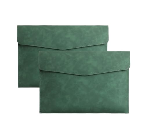 Dokumentenmappen, PU-Leder, A4, wasserdicht, Portfolio, Umschlag, Ordner, Organizer, für Papier, Schreibwaren, Tablets und PC, Grün, 2 Stück von REGELIPPLE