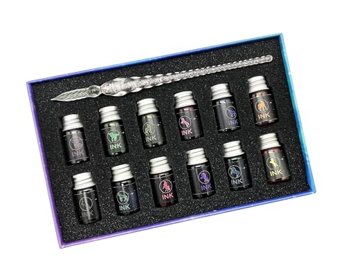 REGELIPPLE Glas-Tintenstift-Set, 12 Farben, Kristall-Kalligraphie-Stifte für Kunst, Schreiben, Zeichnen, Kalligraphie, Unterschriften, Urlaubsgeschenke (Rosa) von REGELIPPLE