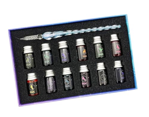 REGELIPPLE Glas-Tintenstift-Set, 12 Farben, Kristall-Kalligraphie-Stifte für Kunst, Schreiben, Zeichnen, Kalligraphie, Unterschriften, Urlaubsgeschenke (blau) von REGELIPPLE
