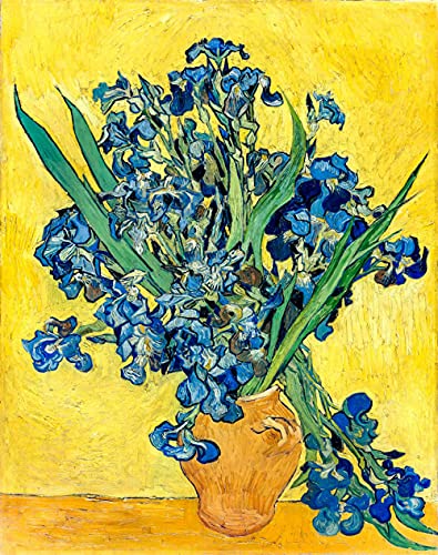 REGSDFQ Malen Nach Zahlen FüR Erwachsene, Diy Handgemalt öLgemäLde Kits 40x50cm Ohne Rahmen Mit Pinsel Und Acrylfarbe Home Haus Deko Geschenk Berühmte Gemälde Blume Vincent van Gogh Iris (Mai) von REGSDFQ